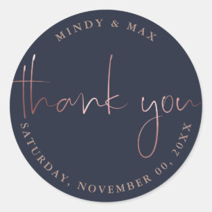 PixDezines FAUX ROSE GOLD THANK YOU DIY COLOR Classic Round Sticker