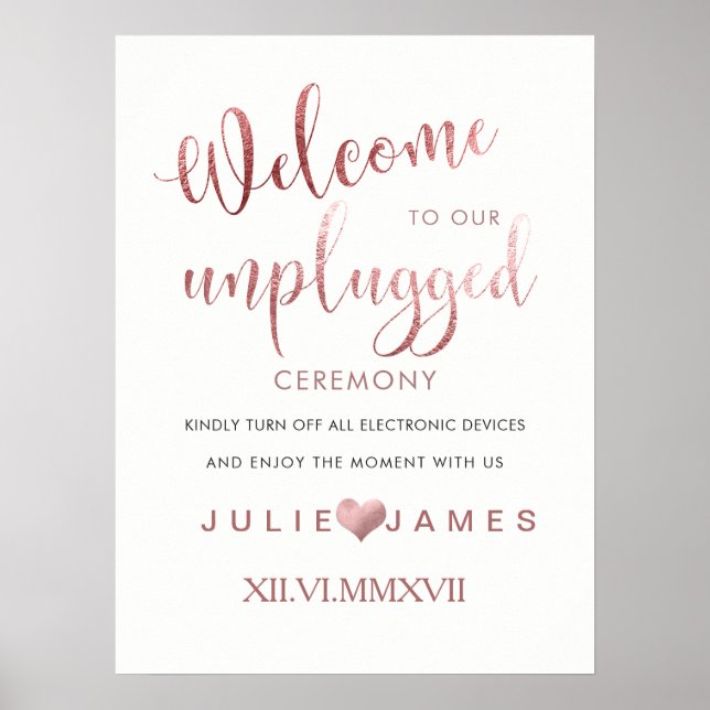 PixDezines Faux Rose Gold/#UNPLUGGED Poster (Front)