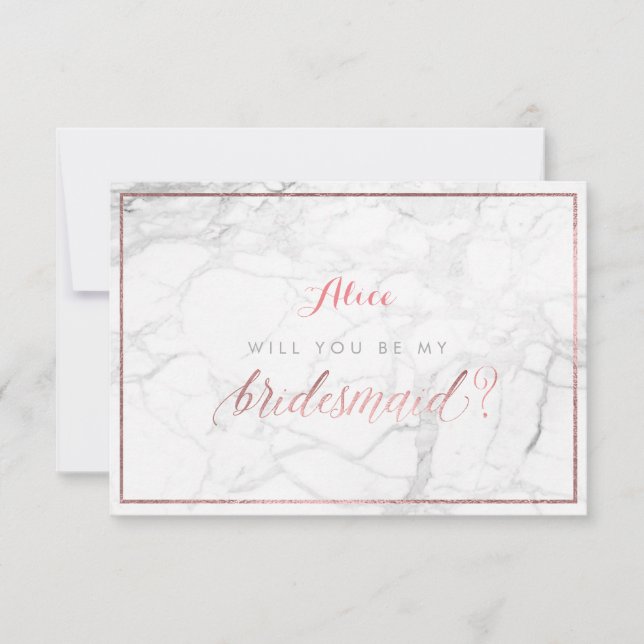PixDezines Faux Rose Gold Will You Be..Bridesmaid Invitation (Front)