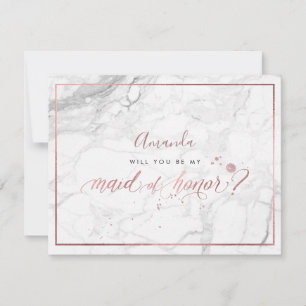 PixDezines Faux Rose Gold Will You Maid of Honour Invitation