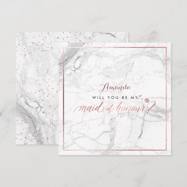 PixDezines Faux Rose Gold Will You  Maid of Honour Invitation (Front/Back)