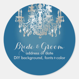 PixDezines faux silve crystal chandelier/DIY colou Classic Round Sticker