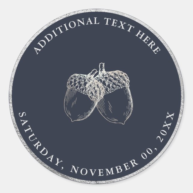 PixDezines FAUX SILVER ACORNS|DIY BACKGROUND Classic Round Sticker (Front)