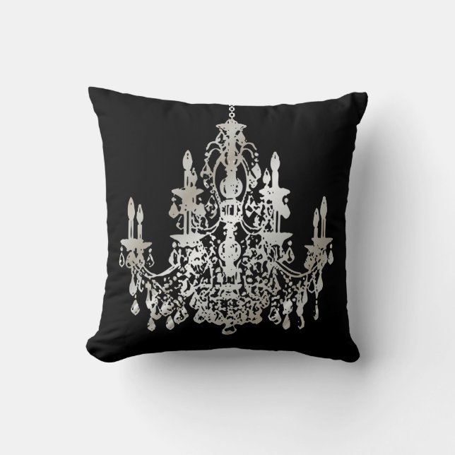 PixDezines faux silver/chandeliers/DIY background Cushion (Front)