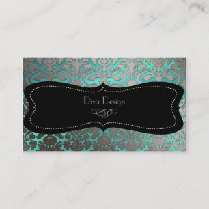 PixDezines faux silver flora damask/diy colour Business Card