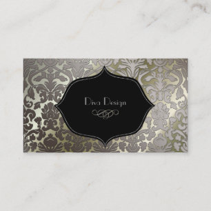 PixDezines faux silver flora damask/diy colour Business Card