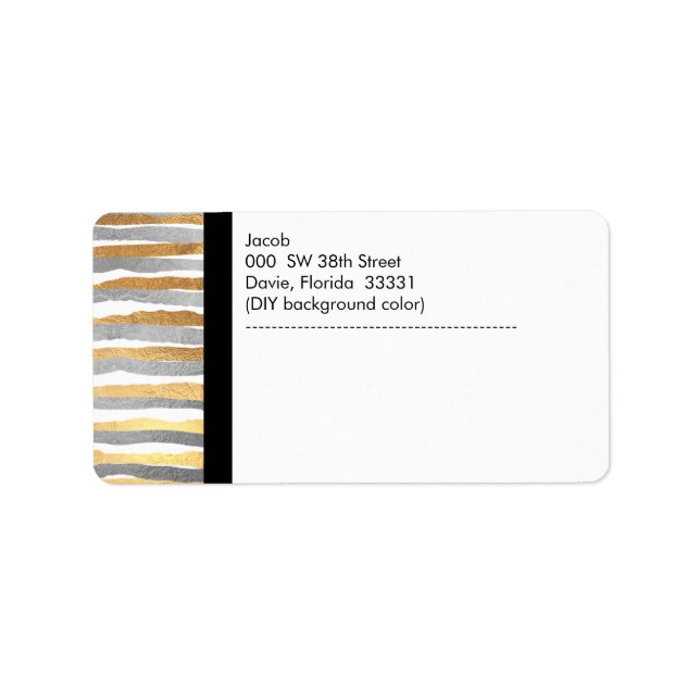 PixDezines faux silver+gold foil stripes Label (Front)
