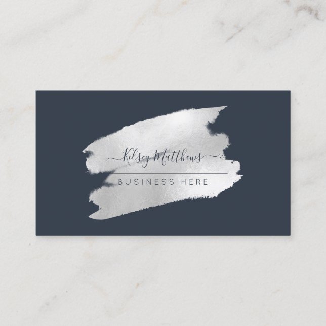 PixDezines Faux Silver H2 Brushed Business Card (Front)