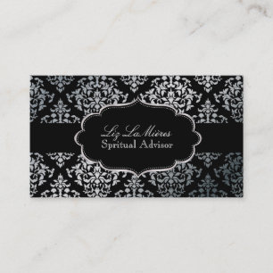 PixDezines Faux Silver Josephine Damask/DIY colour Business Card
