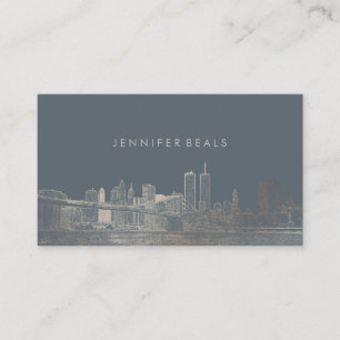 PixDezines Faux Silver NYC Skyline/DIY background Business Card
