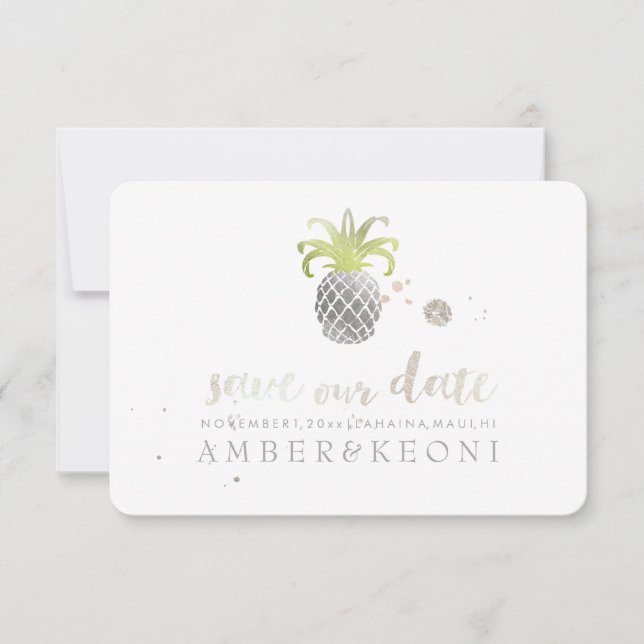 PixDezines Faux Silver Pineapple/save our date Save The Date (Front)