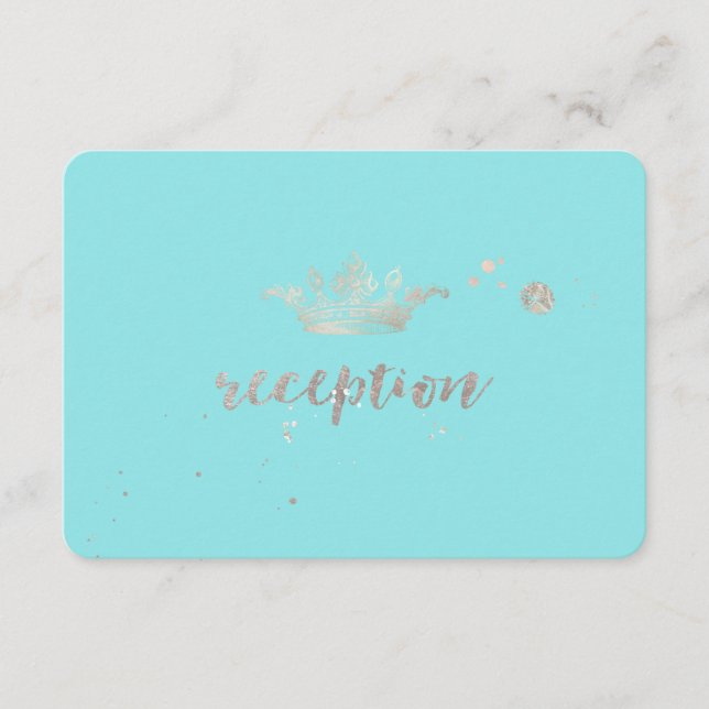 PixDezines faux silver princess crown reception Enclosure Card (Front)