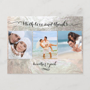 PixDezines faux silver/wedding photos thank you Postcard