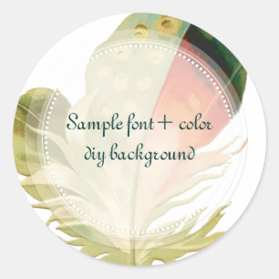 PixDezines Feather/Green/Orange Classic Round Sticker