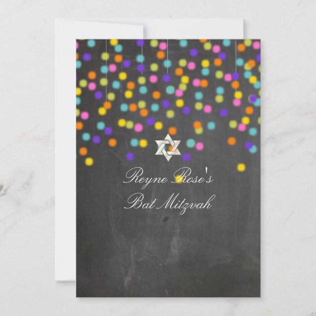 PixDezines fiesta+chalkboard/bat mitzvah Invitation (Front)