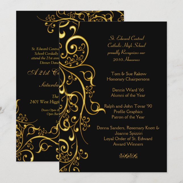 PixDezines FILIGREE SWIRLS / FAUX GOLD Invitation (Front/Back)