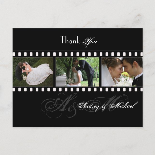 PixDezines FILMSTRIP WEDDING PHOTOS THANK YOU Postcard (Front)