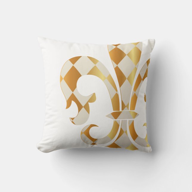 PixDezines fleur de lis/gold/white/DIYbackground Cushion (Front)