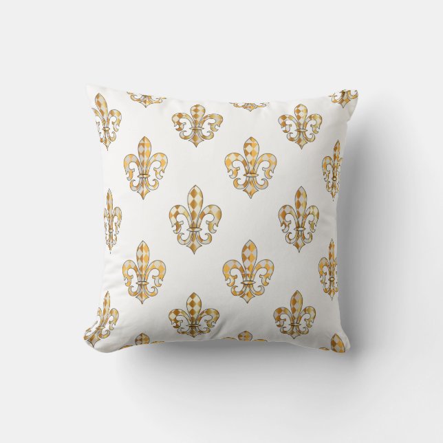 PixDezines fleur de lis/gold/white/DIYbackground Cushion (Front)