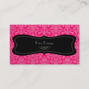 PixDezines flora damask/diy colour/hot pink/black Business Card
