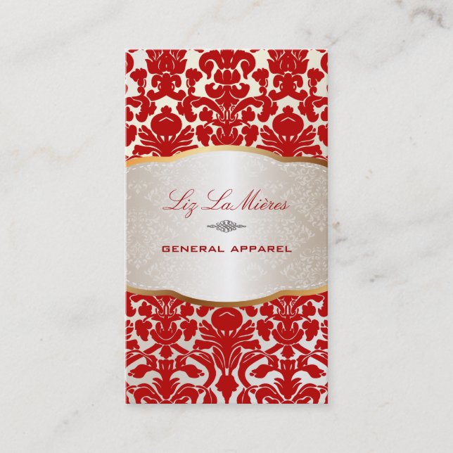 PixDezines flora damask/red Business Card (Front)