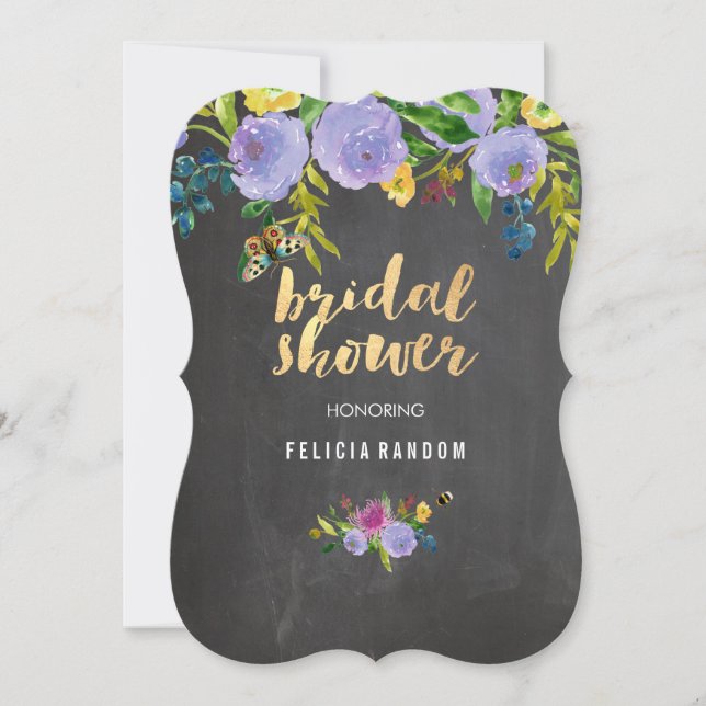 PixDezines Floral Bridal Shower/Chalkboard Invitation (Front)
