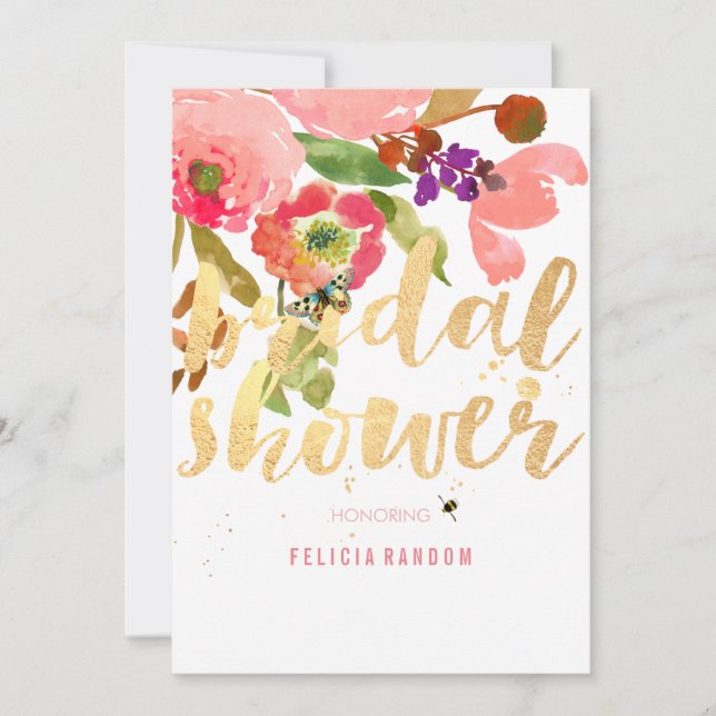 PixDezines Floral Bridal shower/DIY Background Invitation (Front)
