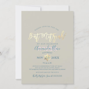 PixDezines Floral Watercolor Bat Mitzvah Invitation