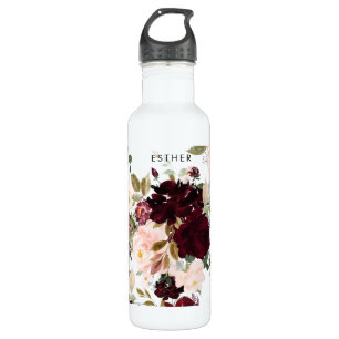 PixDezines Floral Watercolor Blush Burgundy Roses 710 Ml Water Bottle