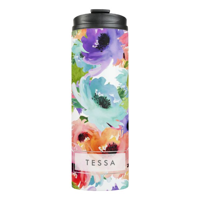 PixDezines Floral Watercolor/DIY background Thermal Tumbler (Front)
