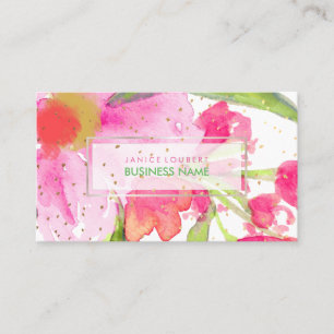 PixDezines Floral Watercolor/May Flowe/Gold Specks Business Card