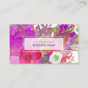 PixDezines Floral Watercolor/Pansies/Gold Specks Business Card