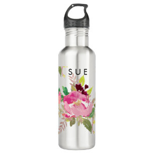 PixDezines Floral/Watercolor/Pink Peonies 710 Ml Water Bottle