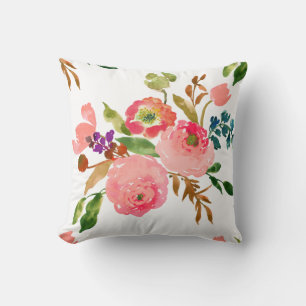 PixDezines Floral Watercolor/Ranunculus/Pink Cushion