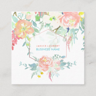 PixDezines Floral Watercolor/Spring Bouquet Square Business Card