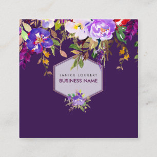 PixDezines Floral Watercolor/Summer Bouquet Square Business Card