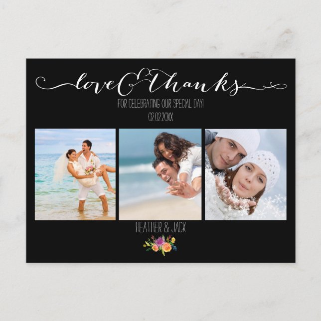 PixDezines Floral Wedding Thank You Postcard (Front)