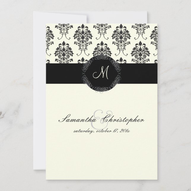 PixDezines Florentius Damask | DIY colour, ivory Invitation (Front)