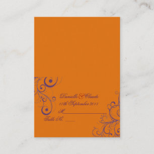 PixDezines Flourish Swirls tent place cards/Orange Place Card