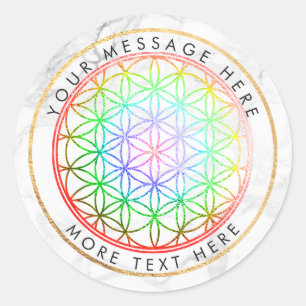 PixDezines FLOWER OF LIFE FAUX FOIL+MARBLE Classic Round Sticker