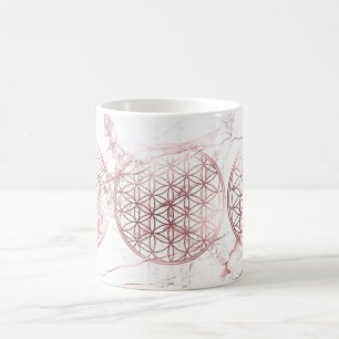 PixDezines FLOWER OF LIFE FAUX ROSE GOLD+MARBLE Coffee Mug