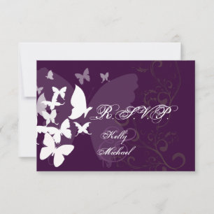PixDezines Fluttering By RSVP, customisable colour RSVP Card