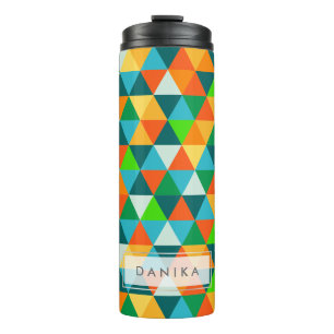 PixDezines Forest Green Geometric/Triangles Thermal Tumbler