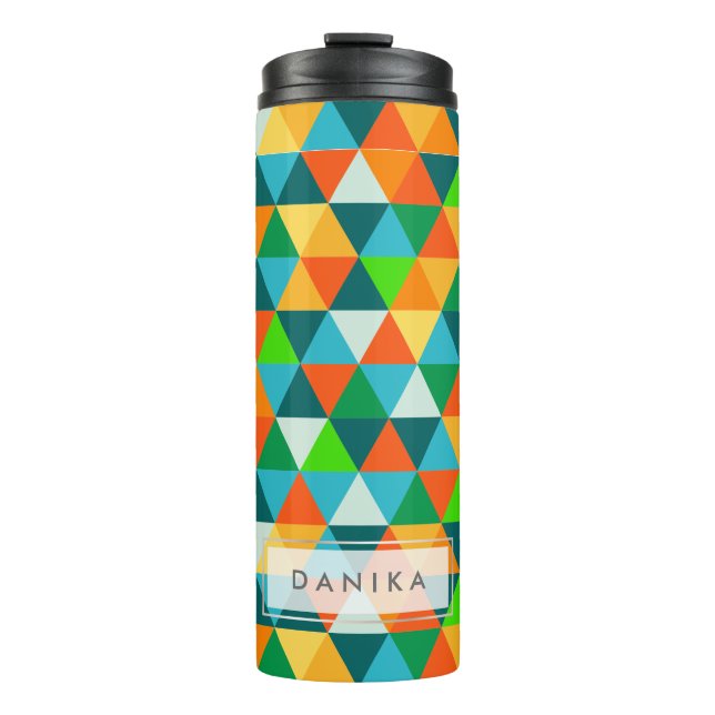 PixDezines Forest Green Geometric/Triangles Thermal Tumbler (Front)