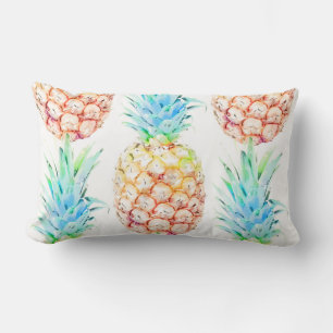 PixDezines Fresh Pineapples Watercolor DIY Colour Lumbar Cushion