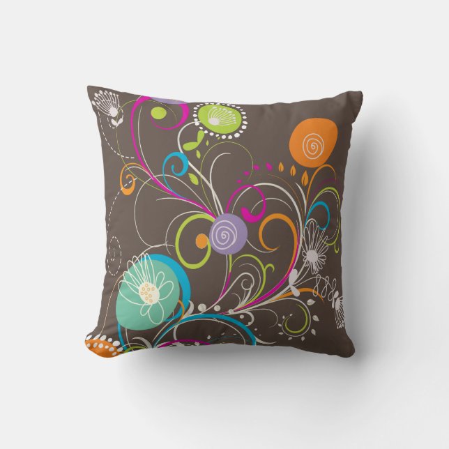 PixDezines funky dandelions/diy background Cushion (Front)