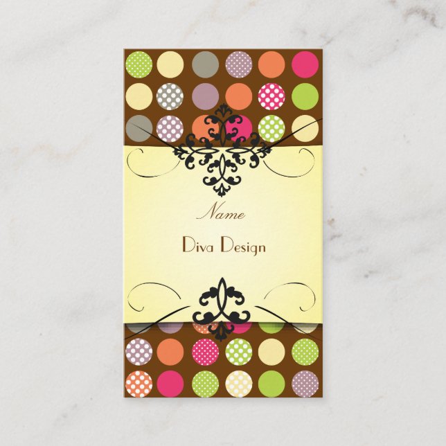 PixDezines Funky Polka dots| DIY background colour Business Card (Front)