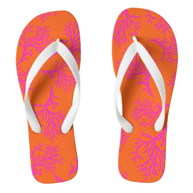 PixDezines fuschia corals/DIY colours Thongs (Footbed)