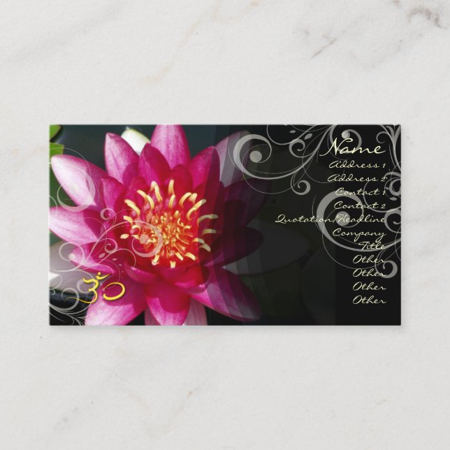 PixDezines Fuschia lotus + pearly swirls Business Card (Front)