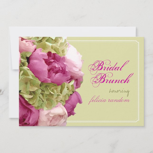 PixDezines fuschia peonies/green hydrangeas/diy Invitation (Front)